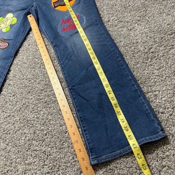 Levis Womens 18W 414 Relaxed Straight Jeans With Fun Colorful Patches Denim - Picture 7 of 8